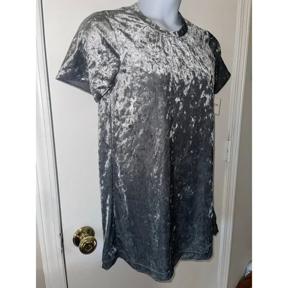 Crushed Velvet Gray Dress – Medium, Chic & Stretchy#0278 - Picture 3 of 8